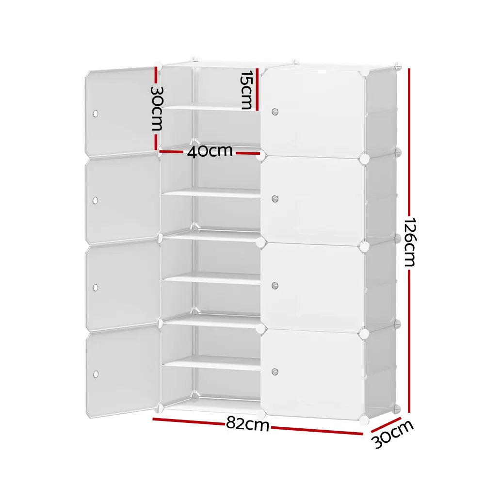 Artiss Shoe Box DIY Set of 8 Storage Cube Stackable White Chez Guru