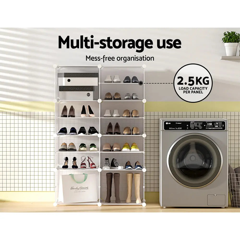 Artiss Shoe Box DIY Set of 8 Storage Cube Stackable White Chez Guru