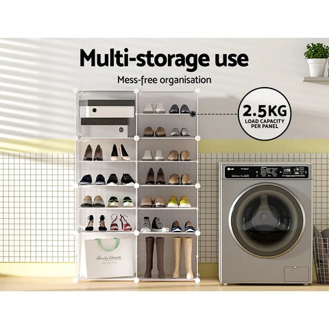 Artiss Shoe Box DIY Set of 8 Storage Cube Stackable White Chez Guru