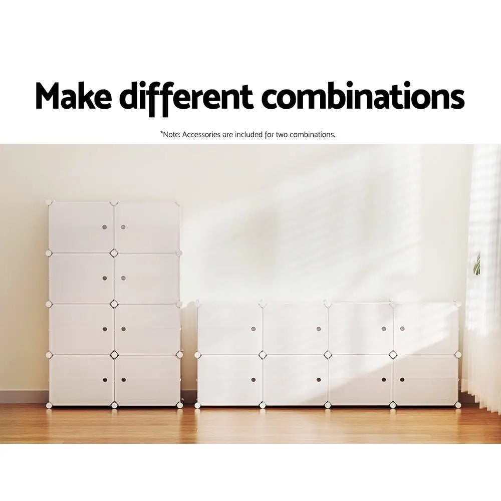 Artiss Shoe Box DIY Set of 8 Storage Cube Stackable White Chez Guru