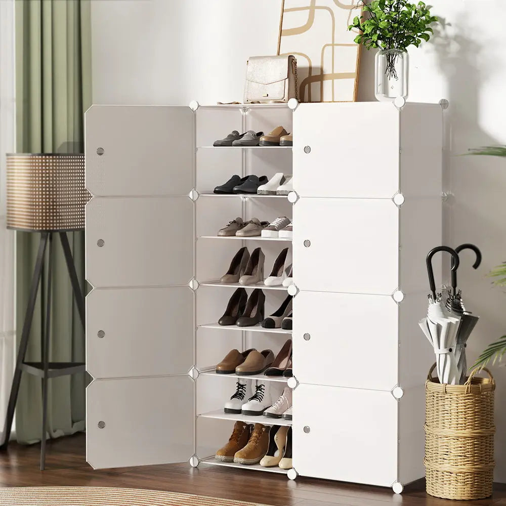 Artiss Shoe Box DIY Set of 8 Storage Cube Stackable White Chez Guru