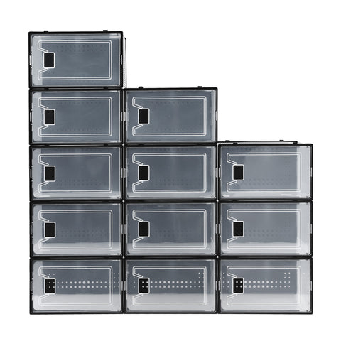 Artiss Shoe Storage Box DIY Set of 12 Stackable Black