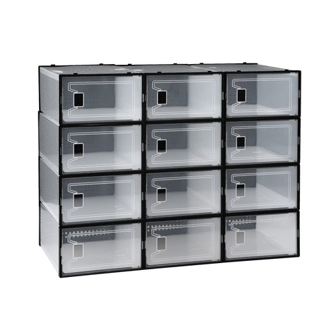 Artiss Shoe Storage Box DIY Set of 12 Stackable Black