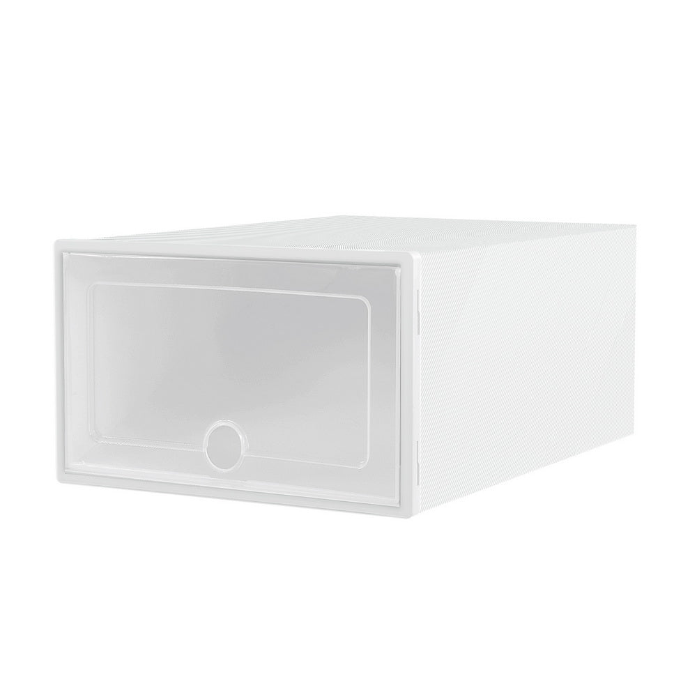 Artiss Shoe Box Rack DIY Set of 24 Stackable White Abel Chez Guru