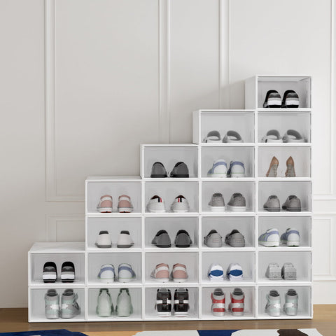 Artiss Shoe Box Rack DIY Set of 24 Stackable White Abel Chez Guru