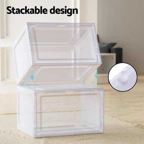 Artiss Shoe Box Rack DIY Set of 2 Stackable Magnetic Door Chez Guru