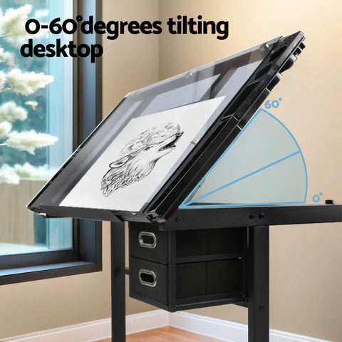 Artiss Drawing Desk Drafting Table Black Chez Guru