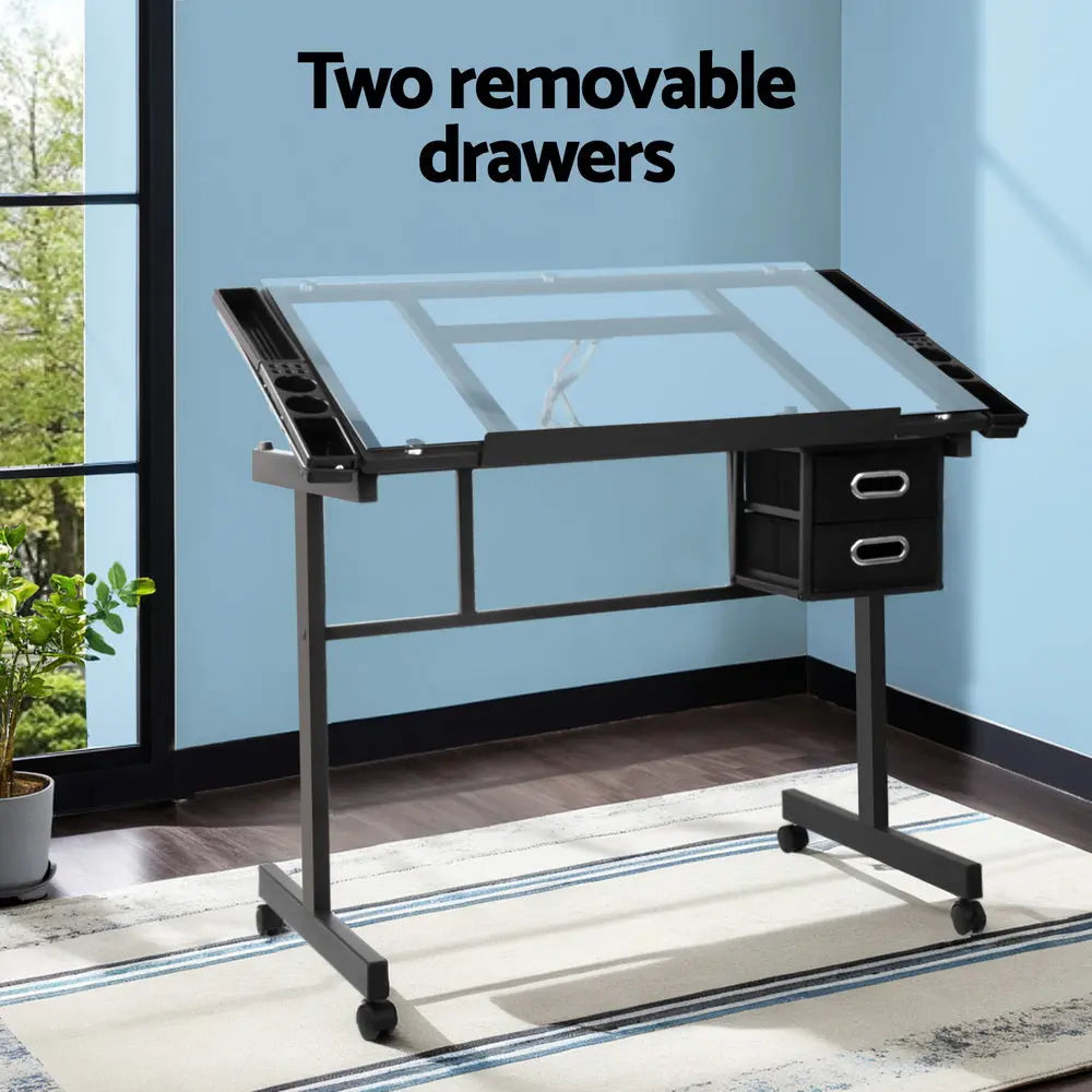 Artiss Drawing Desk Drafting Table Black Chez Guru