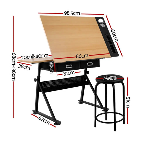 Artiss Drawing Desk Drafting Table Chez Guru