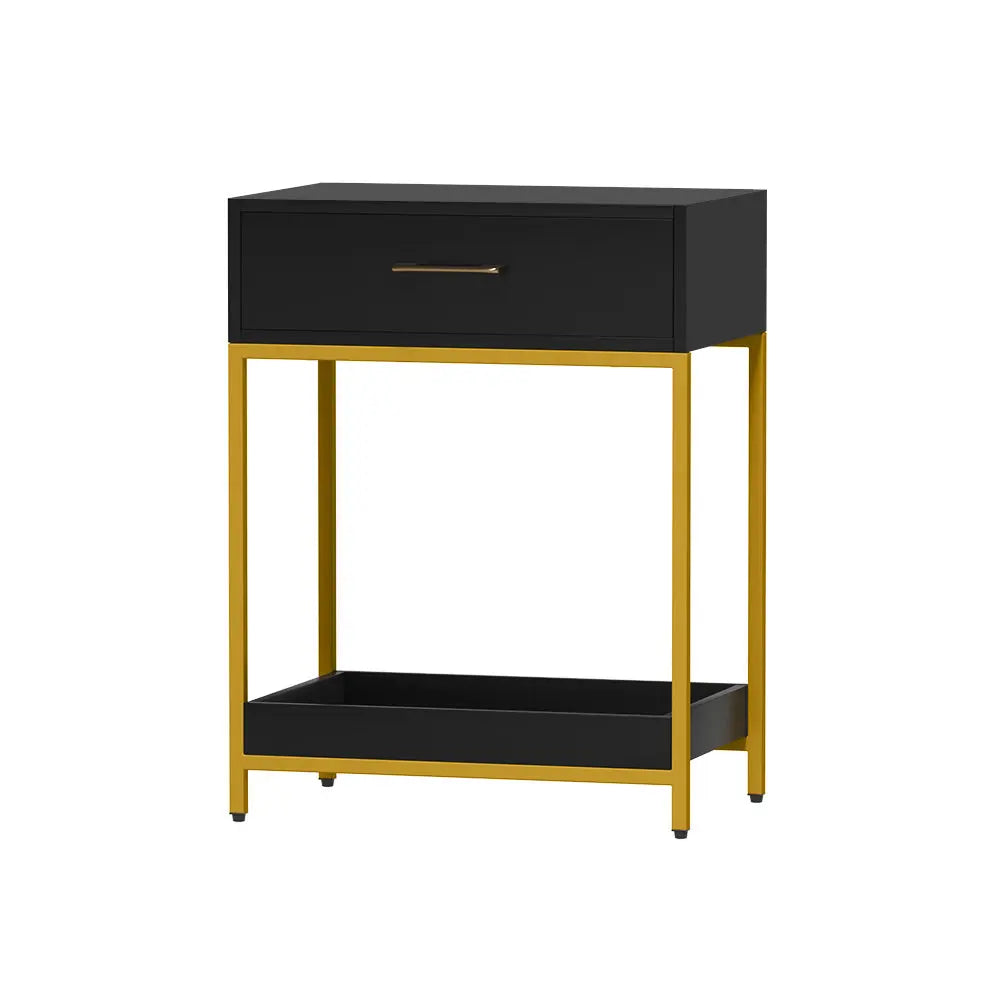 Artiss Bedside Table Drawers Side Table Shelf Storage Nightstand Black MASON - Chez Guru