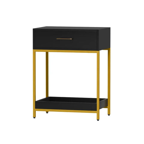 Artiss Bedside Table Drawers Side Table Shelf Storage Nightstand Black MASON - Chez Guru
