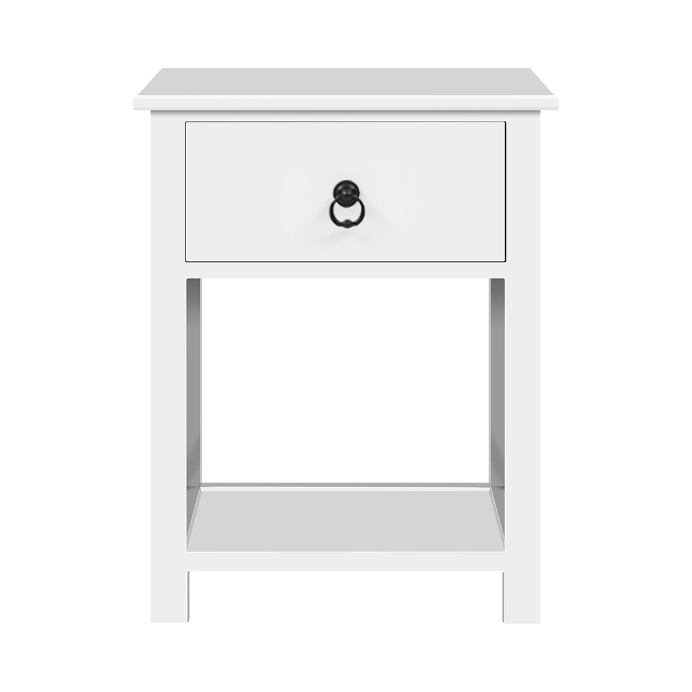 Artiss 2 X Bedside Table 1 Drawer with Shelf - EMMA White Chez Guru