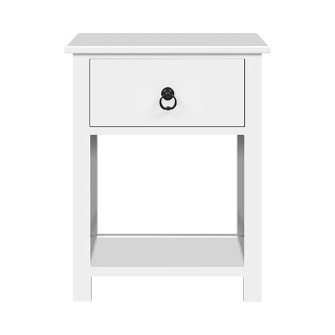 Artiss 2 X Bedside Table 1 Drawer with Shelf - EMMA White Chez Guru