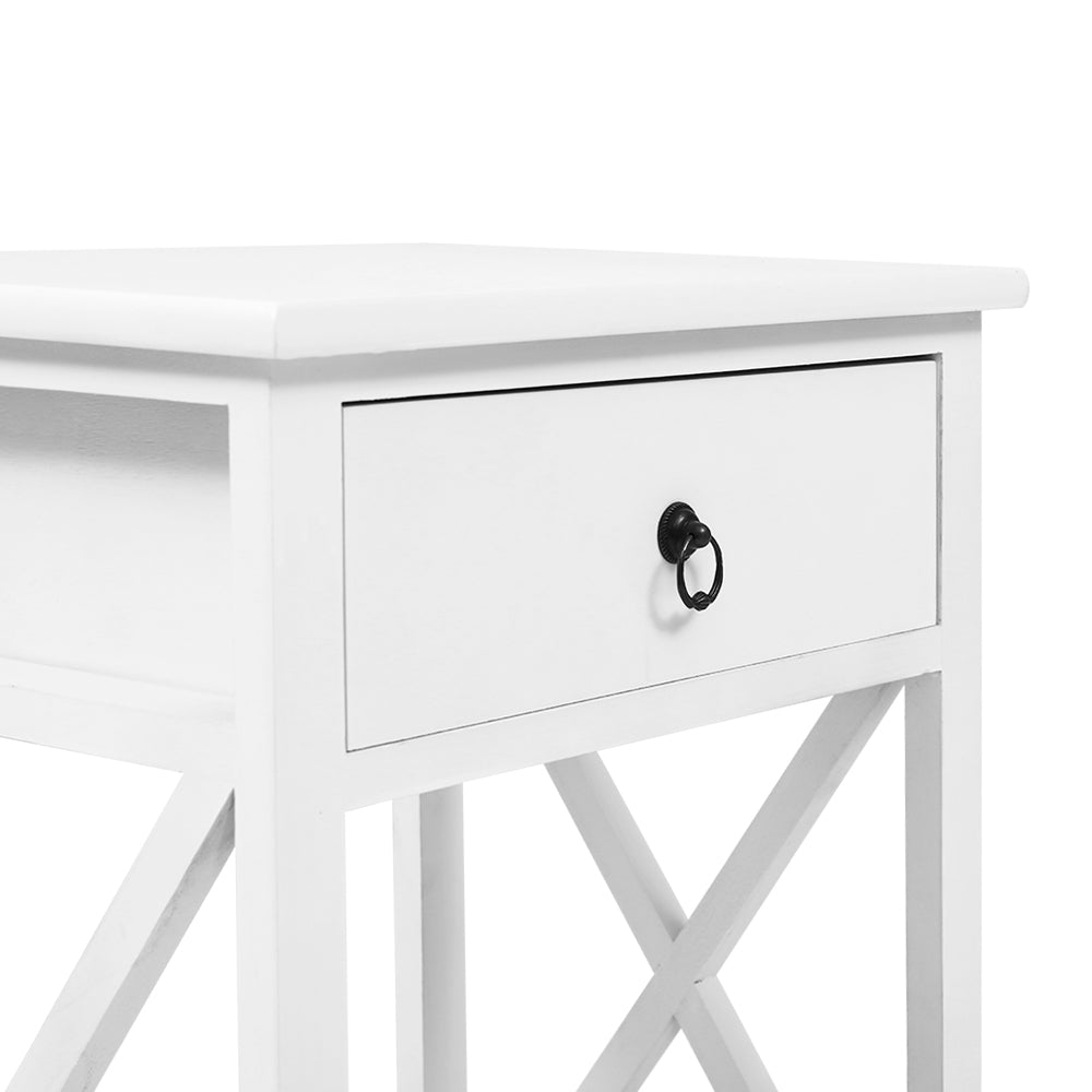 Artiss 2 X Bedside Table 1 Drawer with Shelf - EMMA White Chez Guru