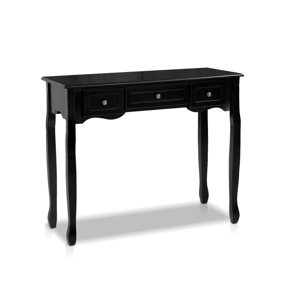 Artiss Console Table 3 Drawers Black Hamptons Chez Guru