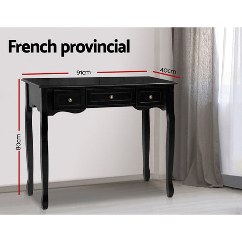 Artiss Console Table 3 Drawers Black Hamptons Chez Guru