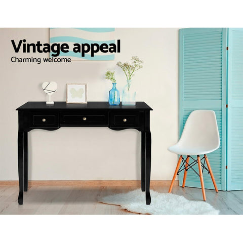 Artiss Console Table 3 Drawers Black Hamptons Chez Guru
