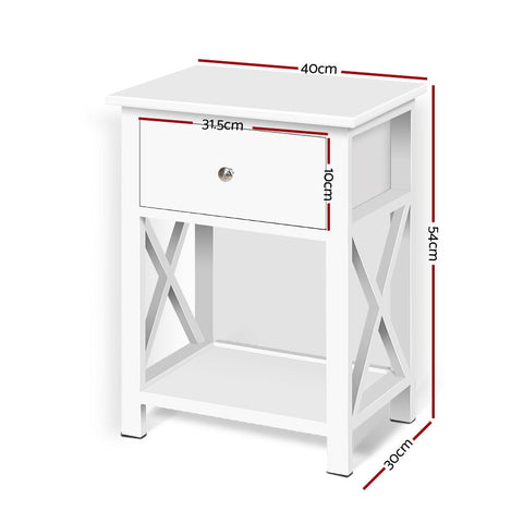 Artiss Bedside Table 1 Drawer with Shelf - EMMA White Chez Guru