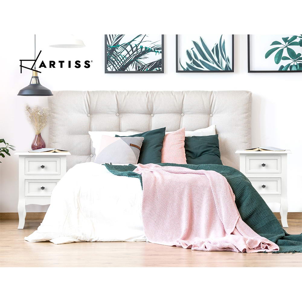Artiss Bedside Table 2 Drawers - BISSET White Chez Guru