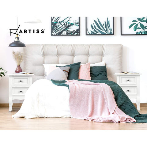 Artiss Bedside Table 2 Drawers - BISSET White Chez Guru
