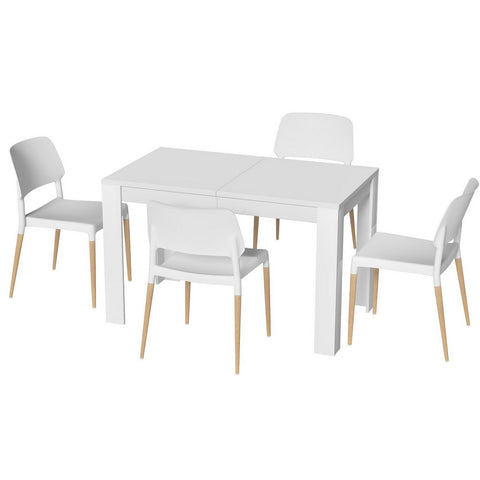 1 Artiss Dining Table and 4 Chairs Set White Wood Chez Guru