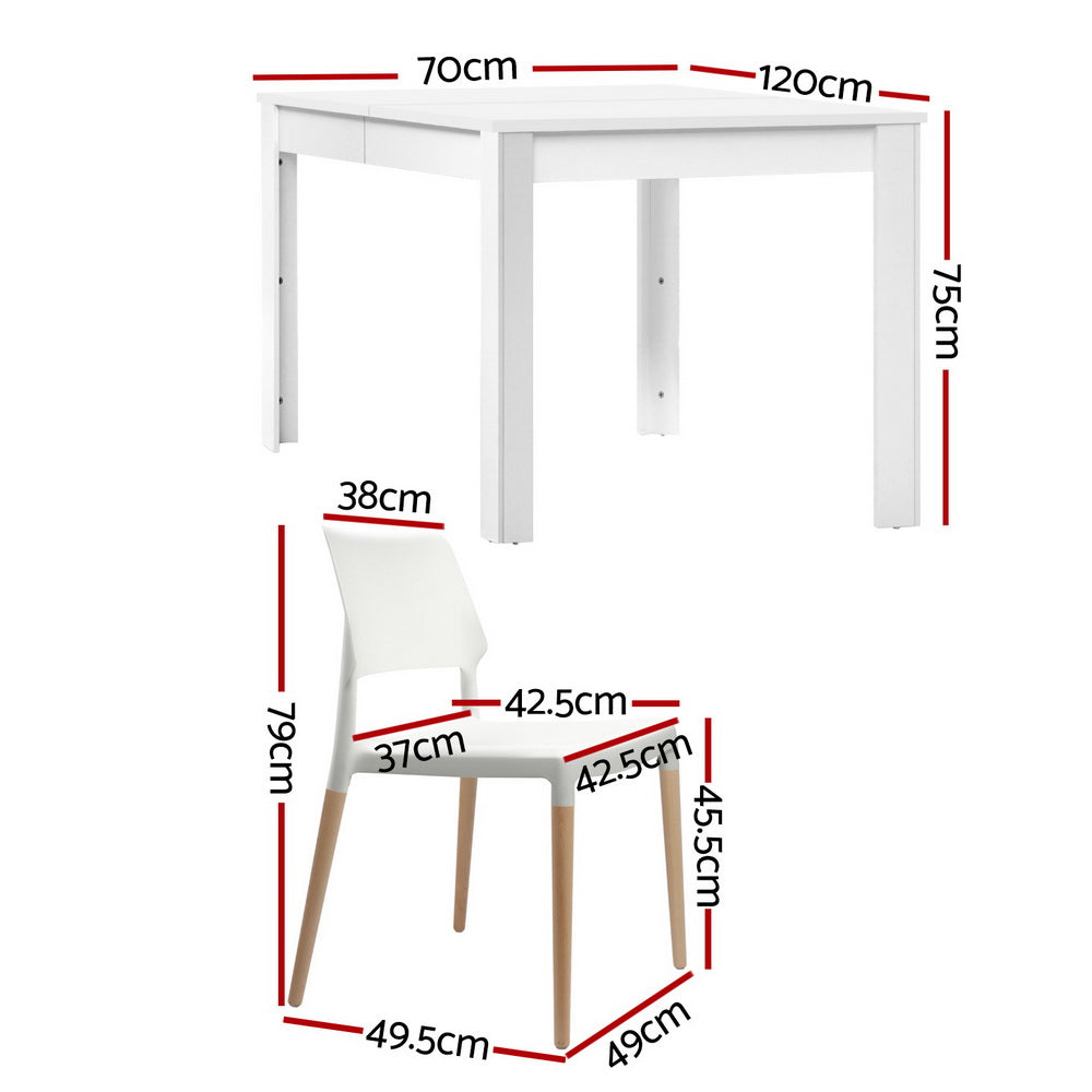 1 Artiss Dining Table and 4 Chairs Set White Wood Chez Guru