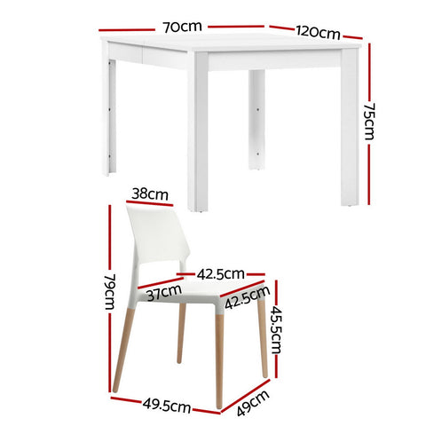 1 Artiss Dining Table and 4 Chairs Set White Wood Chez Guru
