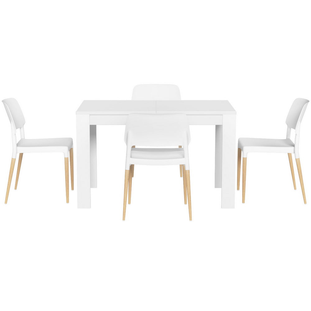 1 Artiss Dining Table and 4 Chairs Set White Wood Chez Guru