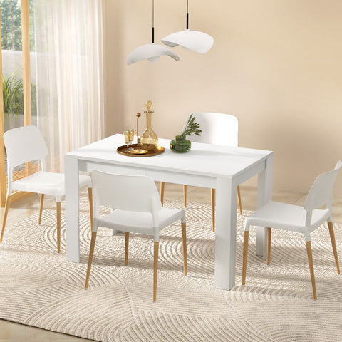 1 Artiss Dining Table and 4 Chairs Set White Wood Chez Guru