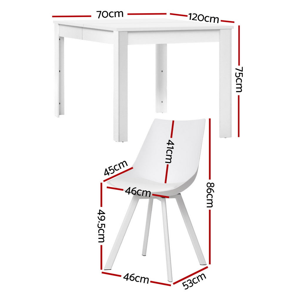 1 Artiss Dining Table and 4 Chairs Set Rectangle White Chez Guru