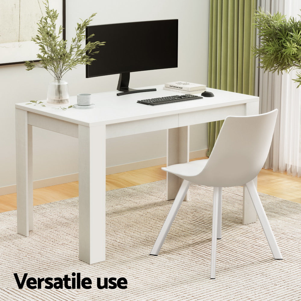 1 Artiss Dining Table and 4 Chairs Set Rectangle White Chez Guru