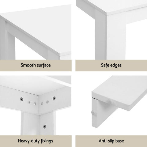 1 Artiss Dining Table and 4 Chairs Set Rectangle White Chez Guru
