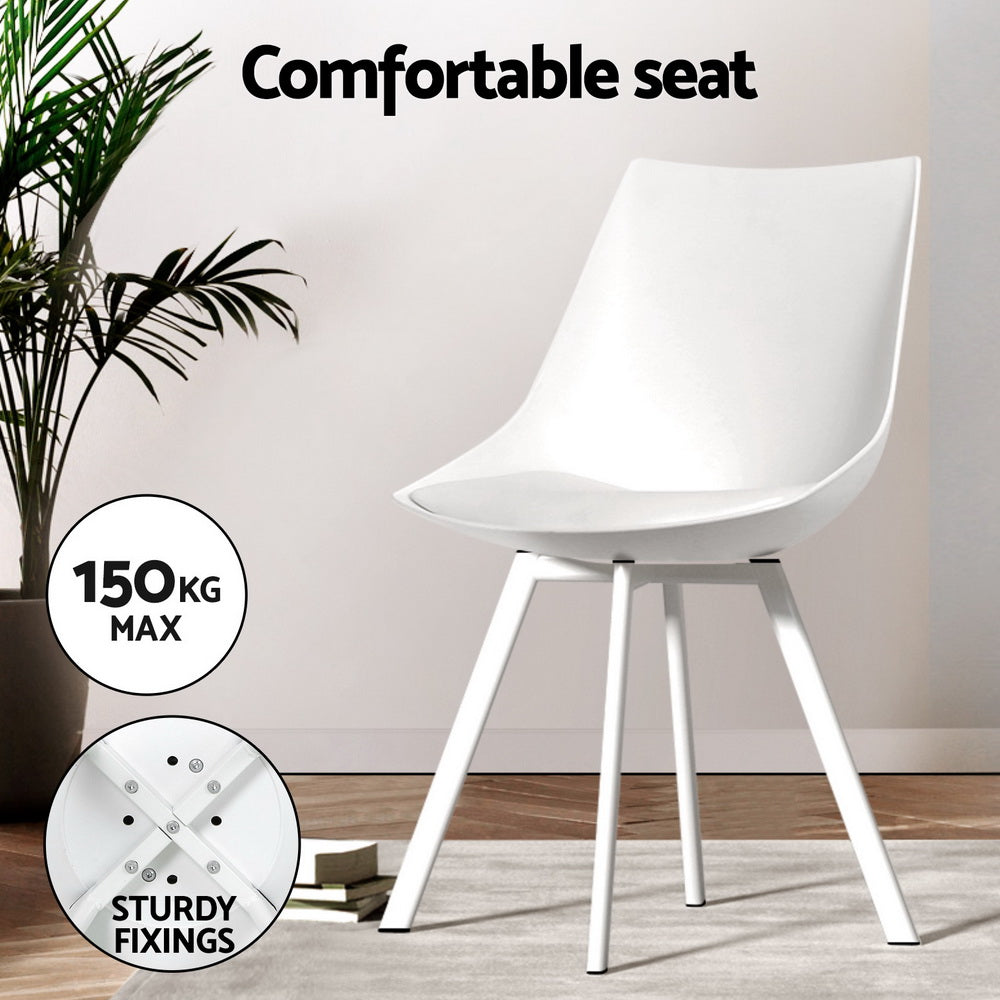 1 Artiss Dining Table and 4 Chairs Set Rectangle White Chez Guru