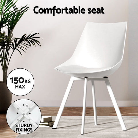 1 Artiss Dining Table and 4 Chairs Set Rectangle White Chez Guru