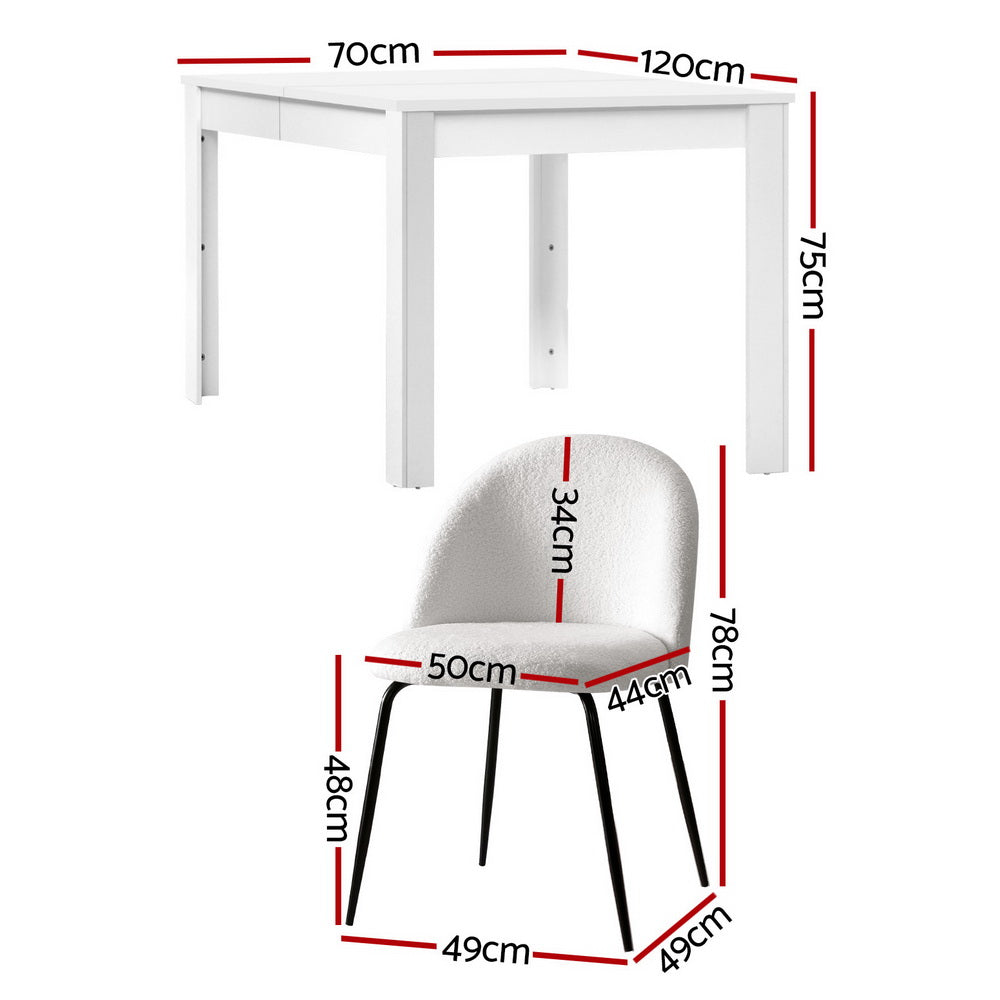 1 Artiss Dining Table and 4 Chairs Set White Sherpa Chez Guru