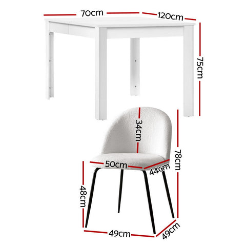 1 Artiss Dining Table and 4 Chairs Set White Sherpa Chez Guru