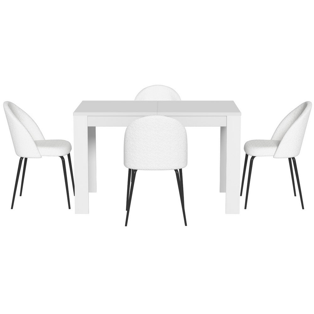 1 Artiss Dining Table and 4 Chairs Set White Sherpa Chez Guru