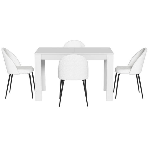 1 Artiss Dining Table and 4 Chairs Set White Sherpa Chez Guru