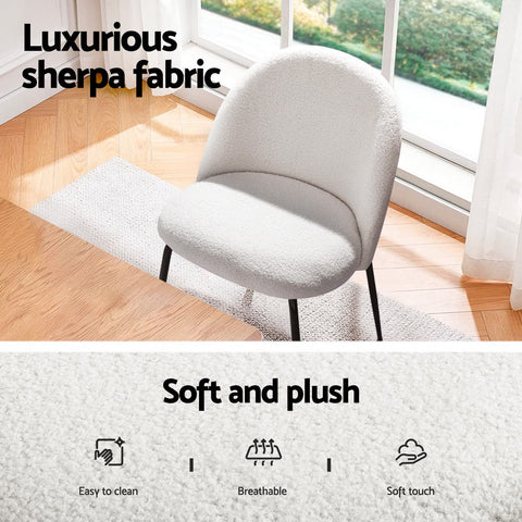 1 Artiss Dining Table and 4 Chairs Set White Sherpa Chez Guru