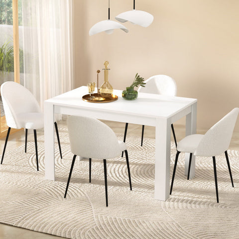 1 Artiss Dining Table and 4 Chairs Set White Sherpa Chez Guru