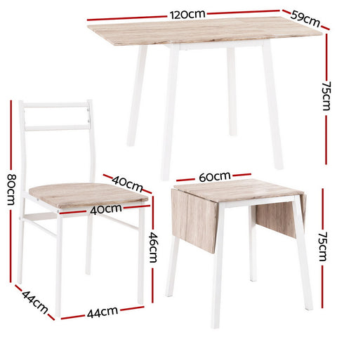 Artiss Dining Table and Chairs Set 5pcs Foldable Kitchen Furniture Natural White