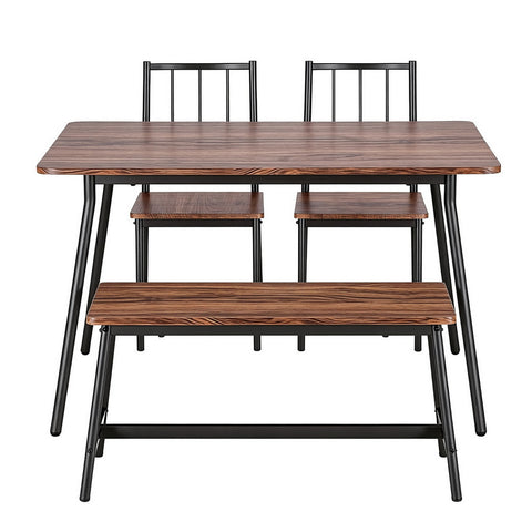 Artiss Dining Table and Chairs Set of 4 Bench Kitchen Furniture Rustic Brown