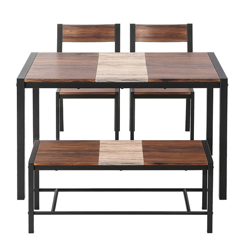 Artiss Dining Table and Chairs Set of 4 Bench Kitchen Furniture Rustic Brown