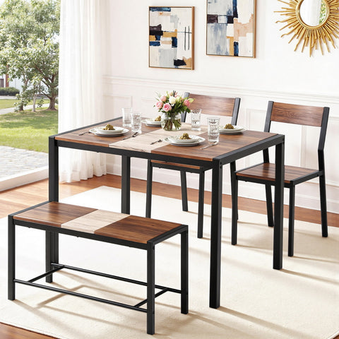 Artiss Dining Table and Chairs Set of 4 Bench Kitchen Furniture Rustic Brown