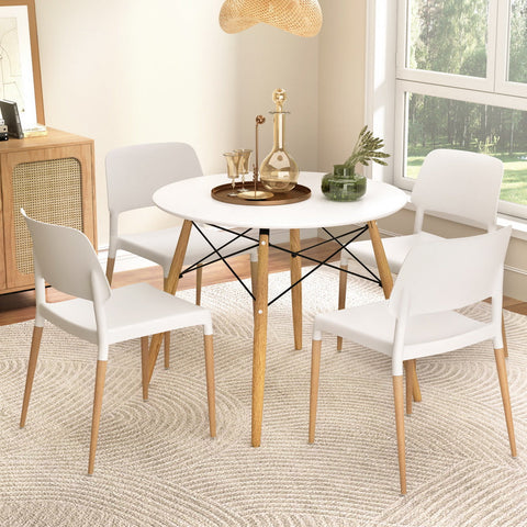 1 Artiss Dining Table and 4 Chairs Set Round White Chez Guru