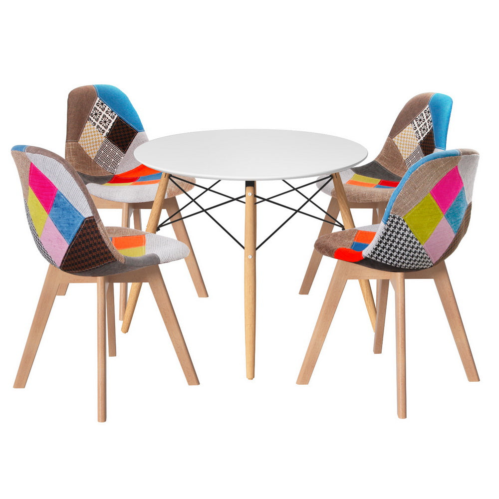 1 Artiss Dining Table and 4 Chairs Set DSW White Chez Guru