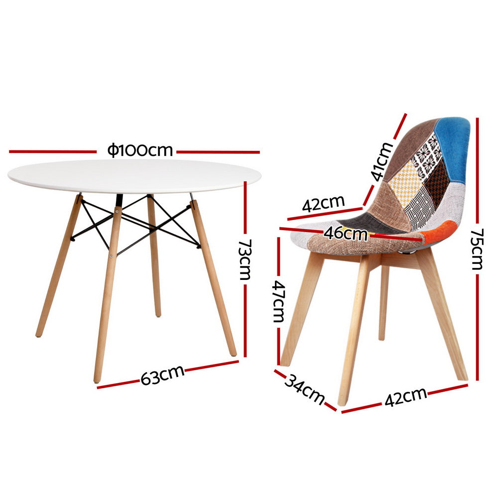 1 Artiss Dining Table and 4 Chairs Set DSW White Chez Guru