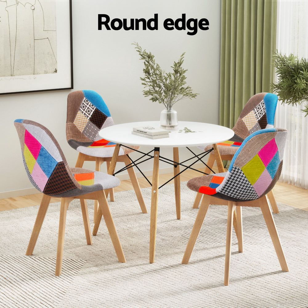1 Artiss Dining Table and 4 Chairs Set DSW White Chez Guru