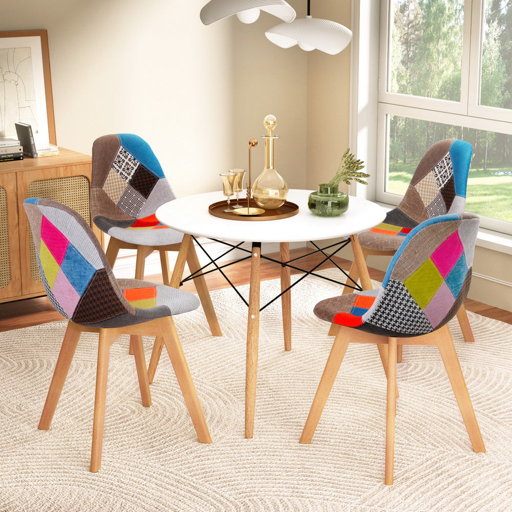 1 Artiss Dining Table and 4 Chairs Set DSW White Chez Guru