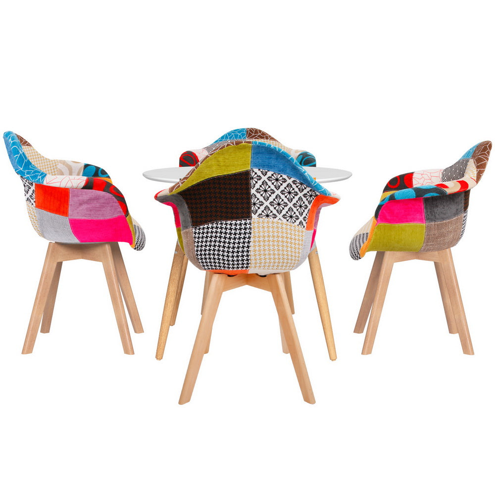 1 Artiss Dining Table and 4 Chairs Set DSW White Chez Guru